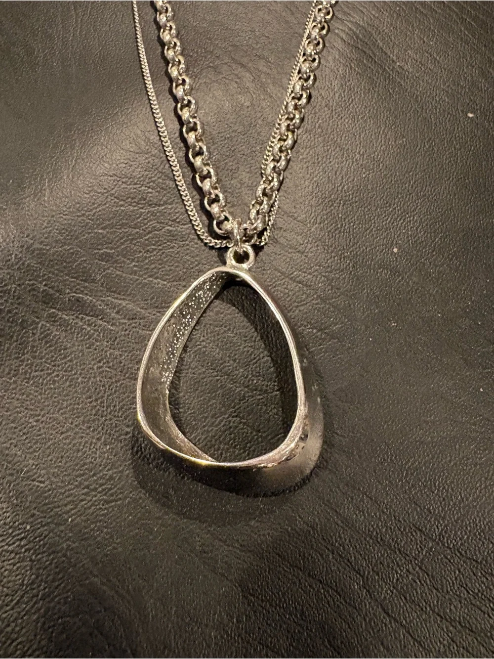 Sterling Silver Teardrop Pendant Necklace - Silver